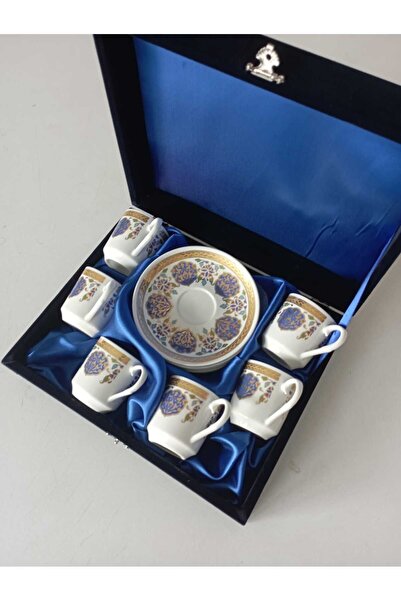 Nihal Süeda نموذج قصر مخملي مذهّب - طقم أكواب بورسلين