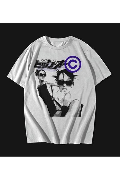 Vordevia Tricou unisex oversize japonez alb scris Y2k