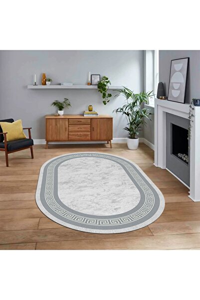 Kilimsepeti Dijital Kaymaz Taban Yıkanabilir Oval Çerçeveli Mutfak Salon Halı...