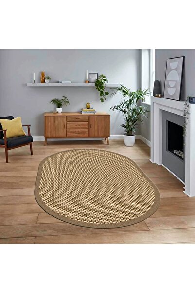 Viyana Home Dijital Baskılı Kaymaz Yıkanabilir Oval Jüt-Hasır Desen Mutfak Sa...