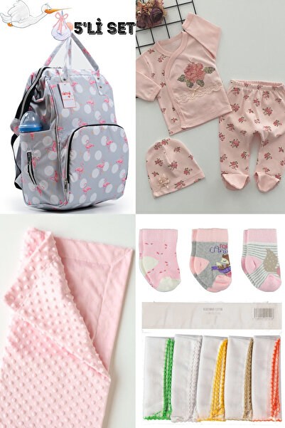 Bombinoo طقم ولادة كبير مكون من 5 قطع - حقيبة أطفال، إصدار المستشفى، بطانية ح...