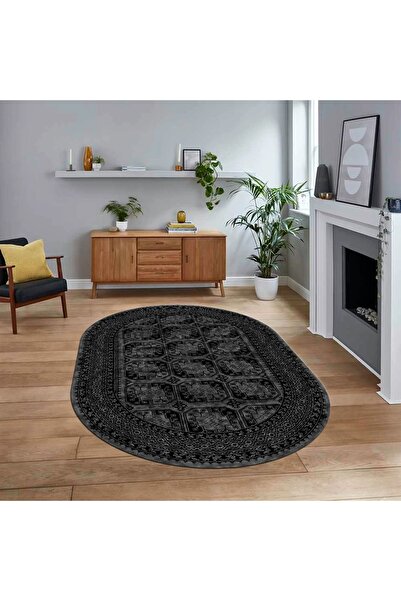 Viyana Home Dijital Kaymaz Taban Yıkanabilir Oval Çerçeveli Mutfak Salon Halı...