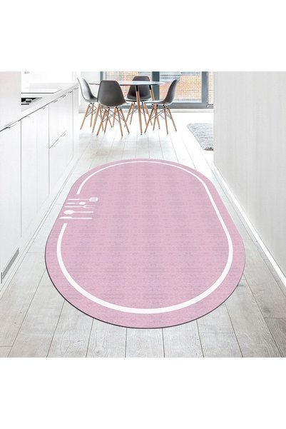 Viyana Home Dijital Baskılı Kaymaz Taban Yıkanabilir Oval Mutfak Halısı Yollu...