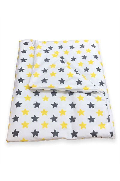 Bebek Özel Single Duvet Cover (Quilt Cover) Gray Yellow Star 100