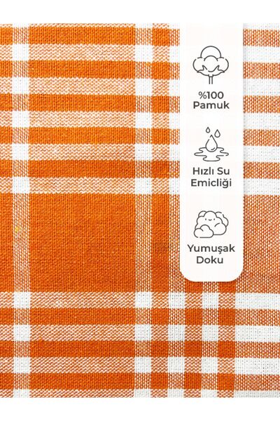 Tuable Pöti Kareli 3'lü Kurulama Bezi Turuncu 45x70cm