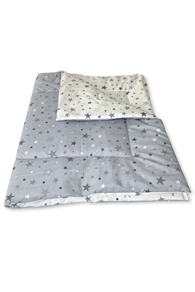 Bebek Özel Tek Nevresim ( Yorgan Kılıfı ) Yeni Gri Yıldızlı 100 X 200 Cm (sad...