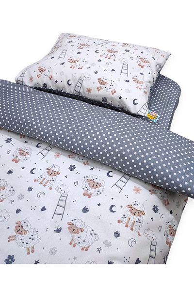 Bebek Özel Cotton Baby/Child 70x120 Park Crib Pillow Sheet Quilt Lambs Gray Polka Dot