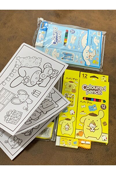 Meyra Accessories Sanrio 12-Piece Stationery Set - 6-Piece Pencil, Eraser and Shaving Cinnamoroll Pompompurin