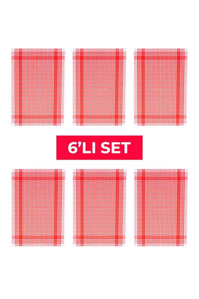 Tuable Pöti Checkered 6-Piece Drying Cloth Red 45x70cm