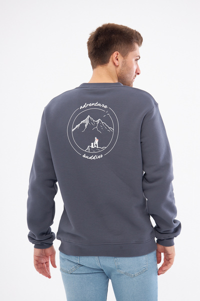 Moda Işık Мъжки суитшърт - цветен, с щампа Antarasit и кръгло деколте