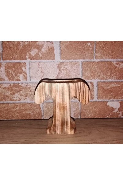 EZGİLİDEKOR T Harfi Dekoratif Ahşap Mumluk