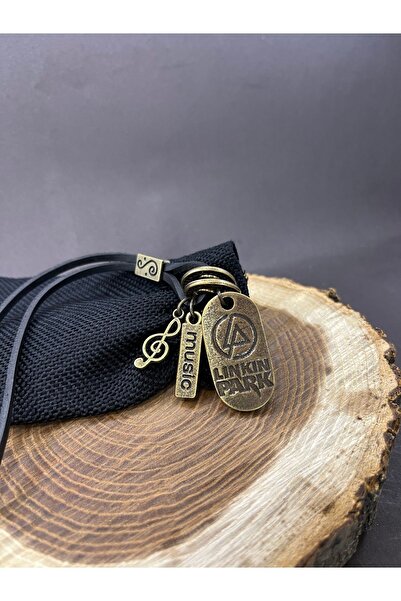 Balzamin Design Linkin Park Figure Zamak Necklace - Adjustable Durable, Real Leather String Charm Necklace