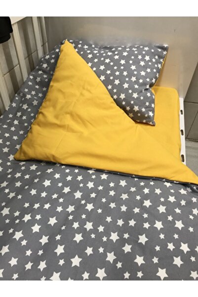 Bebek Özel لحاف قطني للأطفال مقاس 120×200 سم بنمط مونتيسوري، لحاف رمادي بنجوم...