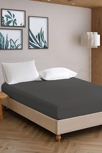Evlen Home Combed Cotton Elastic Single/Double Personality Cotton Sheet Dark Gray| Hotel Bed Sheet