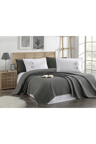 NAURA Concept Double Organic Bamboo Pique Set - Battal with 4 Pillows
