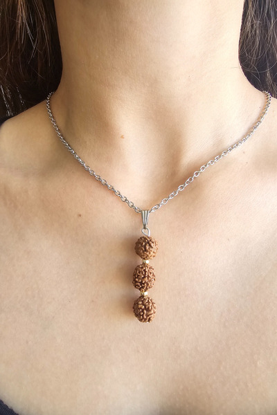 NBS Beautiful Naturel Stones قلادة حقيقية - بذور رودراشا، فرح الحياة والإيجاب...