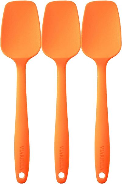 viarella Orange Silicone 3-Piece Spoon Set - Heat Resistant, Fireproof, Anti-Scratch, 27cm