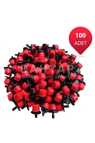 Bahyap Damlama Sulama Debi Ayarlı Kırmızı Damlatıcı Küçük Meme - 100 Adet