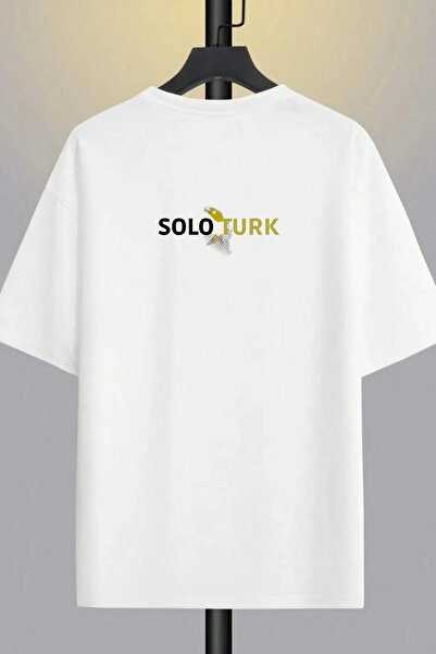 Massgai Unisex Tasarım SoloTürk Baskılı Oversize %100 Pamuk T-shirt