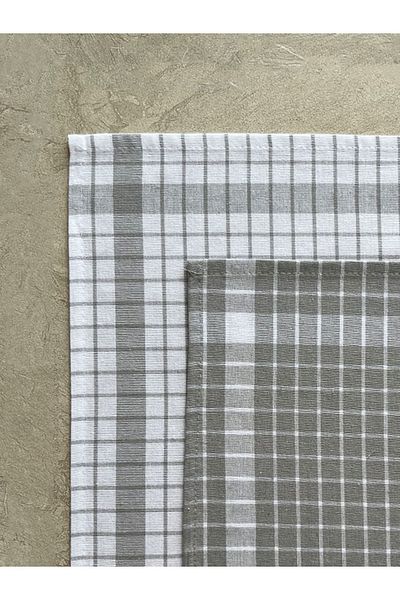 Tuable Καρό Σετ 2 Πανάκια Κουζίνας 45x65cm Γκρι/Λευκό
