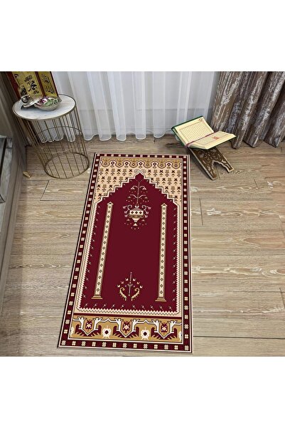 Hey Home سجادة صلاة للصلاة مطبوعة رقمية قابلة للغسل، V-SECCADE-31-BORDO،
