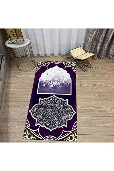 Hey Home سجادة صلاة مطبوعة رقمية قابلة للغسل، V-SECCADE-35-PURPLE،