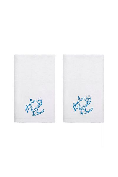 Ursa Anchor Blue Embroidered Hand and Face Towel 2 Pieces 50X90