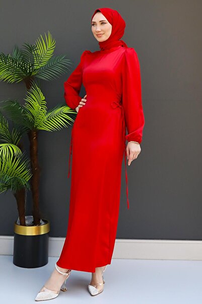 giz astore Sahra Tesettür Elbise Kırmızı