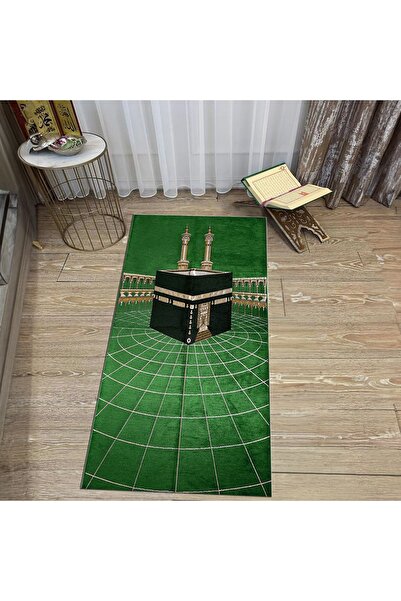 Hey Home سجادة صلاة للصلاة مطبوعة رقمية قابلة للغسل، V-SECCADE-48-GREEN