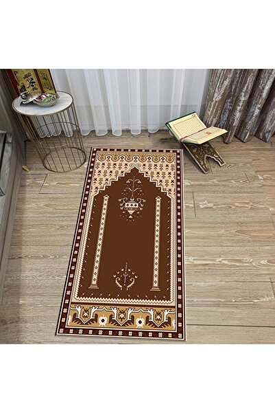 Hey Home Digital Printed Washable Gift Prayer Rug Rug, V-SECCADE-31-BROWN,