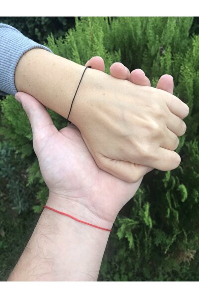 Arda Aksesuar Red String Kırmızı Siyah Ip Çift Bileklik.