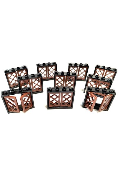 LEGO Custom Moc Window Accessory - 2 Black and Brown Window Shutters
