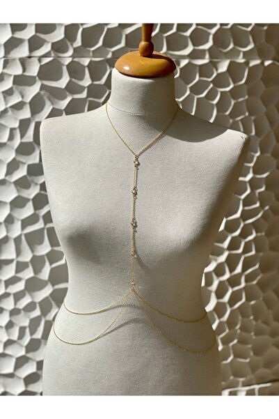 pop up store 14k Altın Kaplama Kristal Taşlı Vücut Aksesuarı