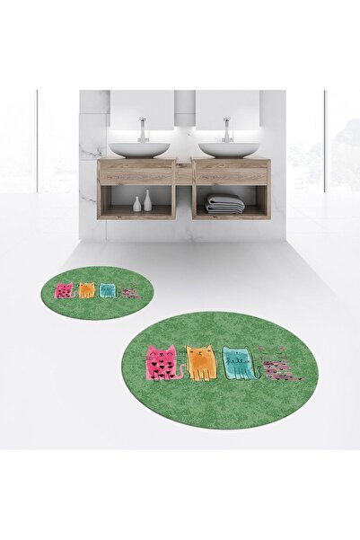 Hey Home طقم مرحاض دائري مزدوج للحمام مطبوع رقميًا وغير قابل للانزلاق وقابل ل...
