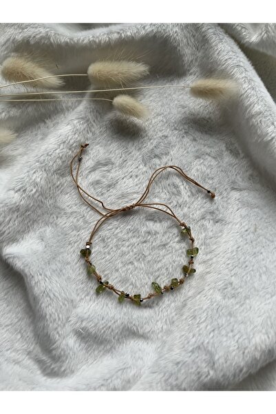 PelvedDesign Zebercet Peridot Taşı Halhal/bileklik Ayarlanabilir Doğal Taş
