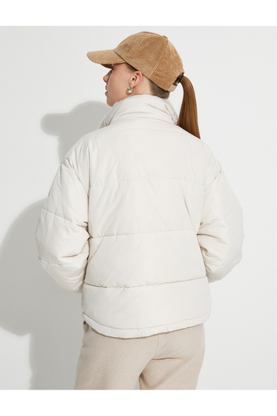 Koton Puffer Jacket límec s plyšovým detailem a kapsami