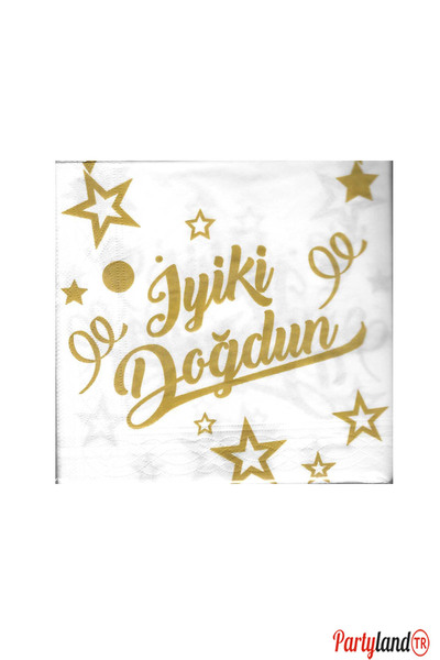 PartylandTR İyi Ki Doğdun Gold Beyaz Kağıt Peçete 20 Adet
