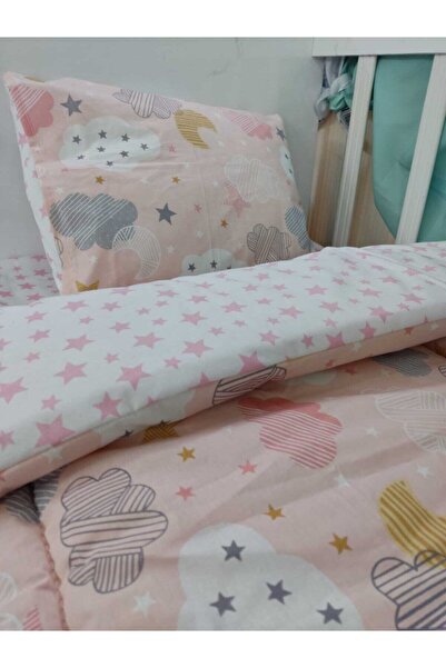 Bebek Özel Cotton Kids 90x190 Montessori Pillow Sheet Quilt Salmon Moon Cloud...