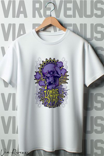 Vordevia Λευκό μπλουζάκι Oversize - Zombie Star Printed