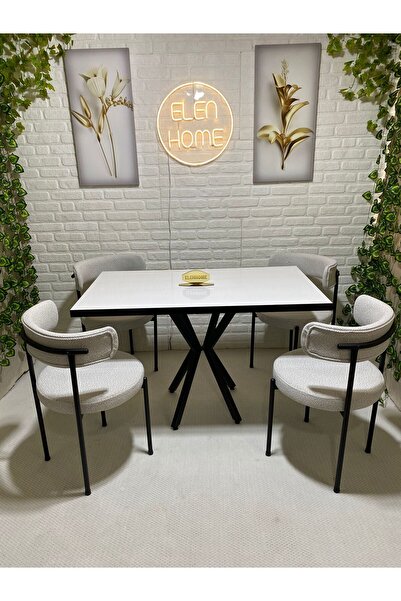 ELEN HOME Masa Sandalye Takımı 4 Kişilik Yemek Masası Takımı Mutfak Masası Ta...
