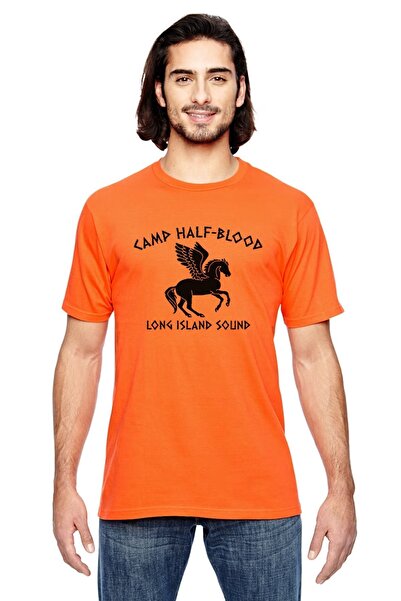 QIVI Ανδρικό μπλουζάκι Camp Half Blood Long Island Sound με πορτοκαλί στάμπα