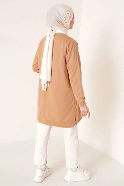 ELFİDA Εποχιακό γυναικείο χιτώνα - Φαρδύ λαιμόκοψη, έμβλημα, μακρύ αθλητικό μοντέλο