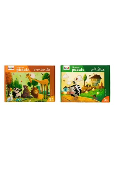 Eolo Earth Puzzle 24 Pieces Set of 2 - In the Forest and Farm