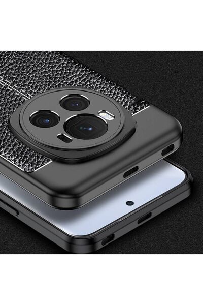 halkhouse Honor Magic 6 Pro Kılıf Kamera Koruyuculu Niss Deri Görünümlü Silik...