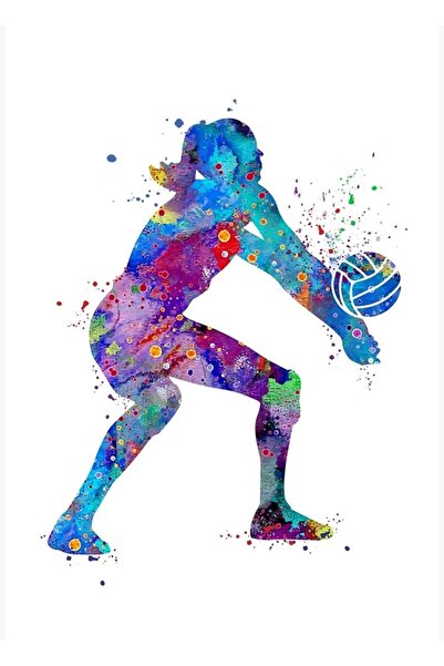Jeronkarji Kız Voleybol Suluboya Resim Sal Baskı Spor Hediyeleri Tablo Ahşap ...