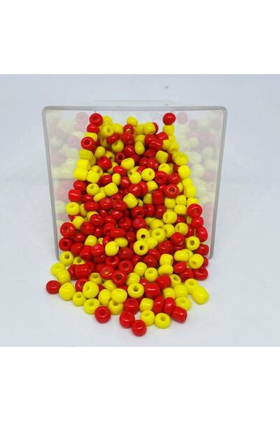 yağmur gökçe Χάντρες Μικτής Άμμου 40 gr 10 Κίτρινο και Κόκκινο