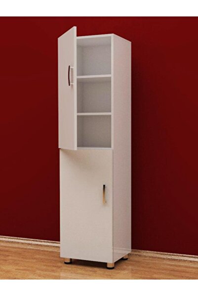 3G TASARIM Beyaz İki Kapaklı Çok Amaçlı Mutfak Banyo Dolabı 45x37x190h cm