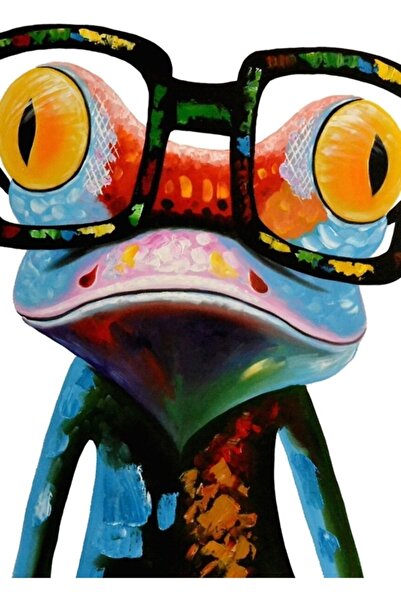 Jeronkarji Hipster Kurbağa Nerd Gözlük Tablo Ahşap Poster Dekoratif