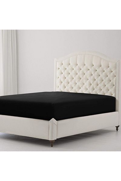 Sisthree Cearşaf de pat pieptănat elastic 100% bumbac 180 x 200 King Size