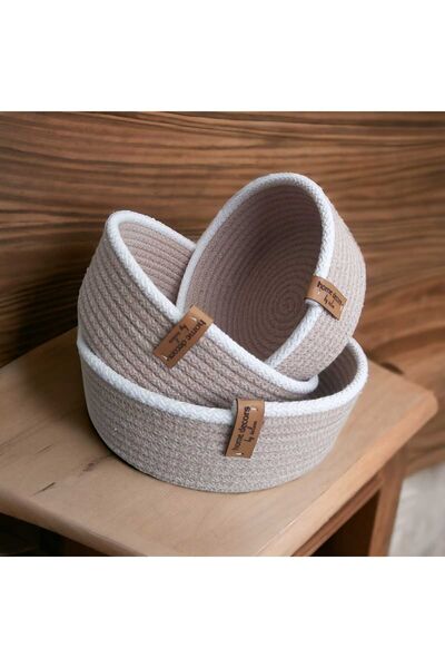 home decors by özlem طقم سلة بيج إكرو مكون من 3 قطع، صندوق تخزين منظم، هدية م...